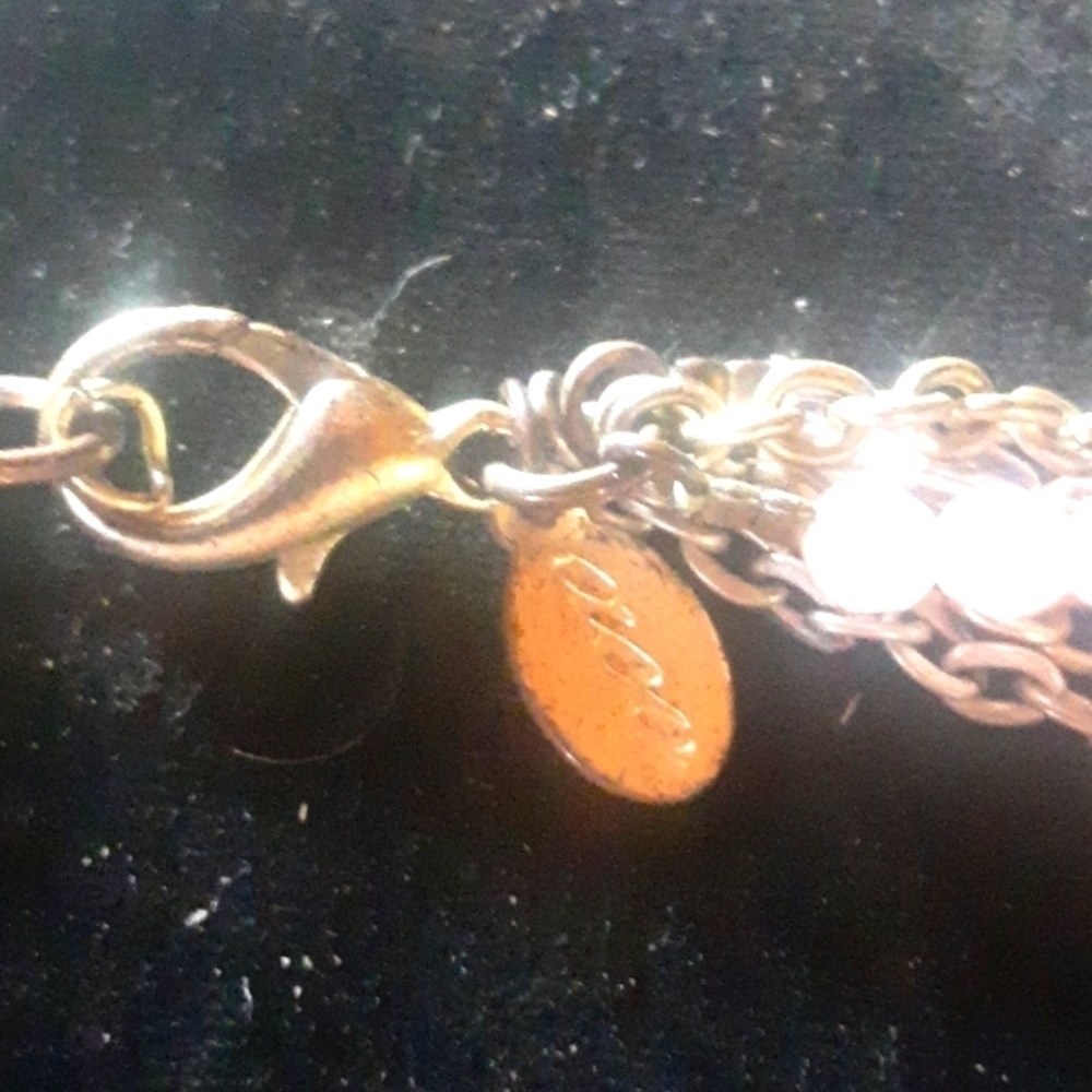 Elegant Multi-Layered Silver Rhinestone and Pink Beaded and Gold Tone Necklace - Picture 6 of 6